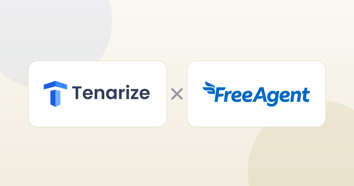 The Tenarize logo beside the FreeAgent logo on a pale background