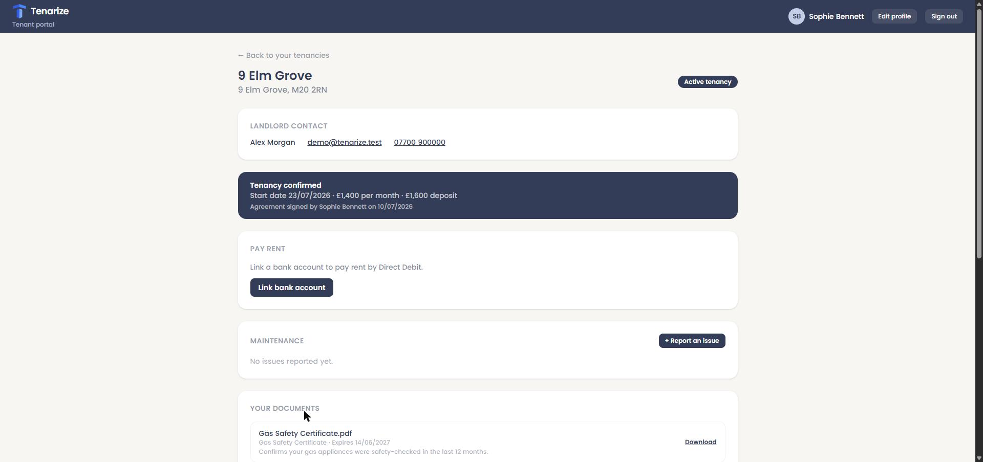 A tenant portal for documents, rent and repairs